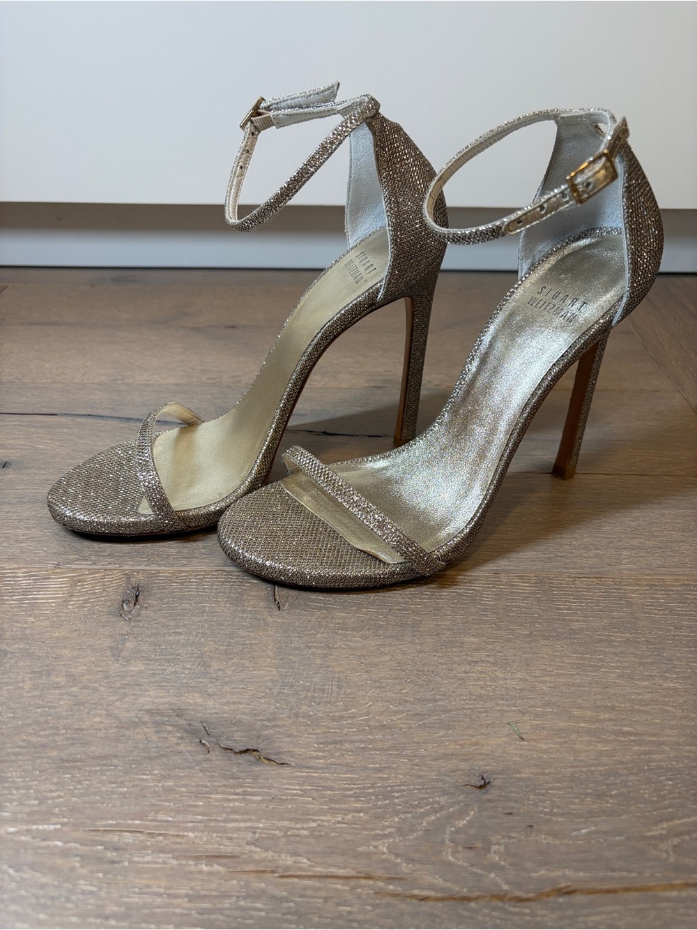 Stuart Weitzman Nudist Gold Glitter